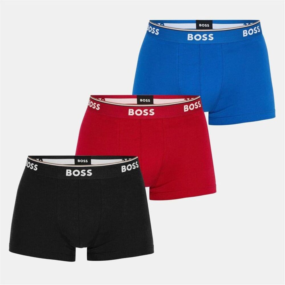 Boss Mens Bodywear Logo Boxer Shorts (Pack of 3) / Black/Red/Blue